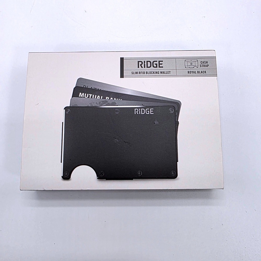 Ridge Wallet Royal Black Cash Strap Slim RFID Blocking Aluminum Wallet EDC